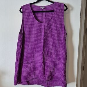 Niche USA Purple Crinkle Tank Top – XL – Artsy Lagenlook with Pockets